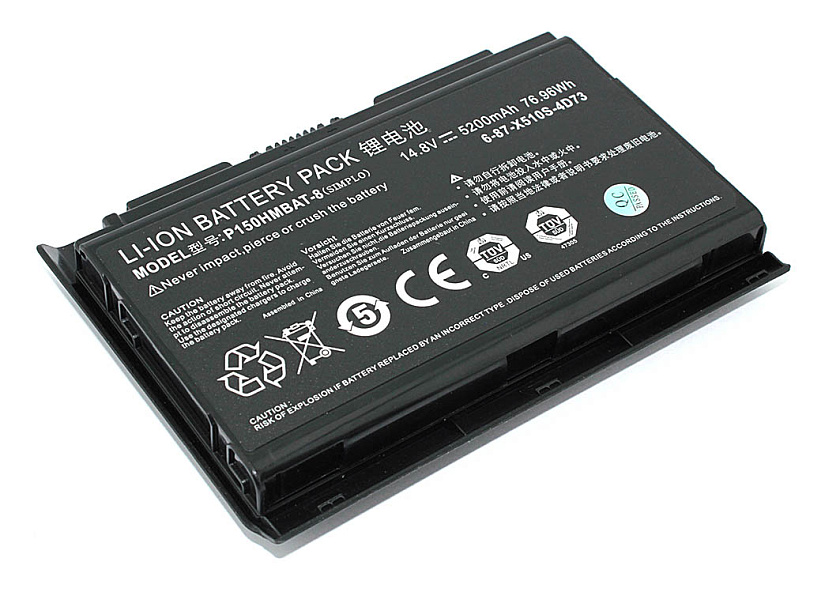 Аккумуляторная батарея для ноутбука Clevo P150 (6-87-X510S-4D73) 14.8V 5200mAh