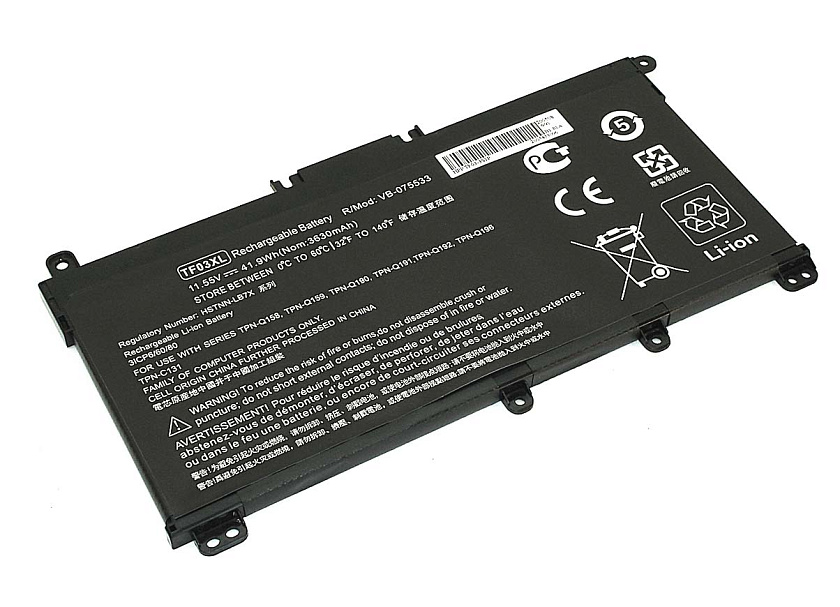 Аккумуляторная батарея для ноутбука HP TPN-C131 (TF03-3S1P) 11.55V 41.9Wh OEM черная