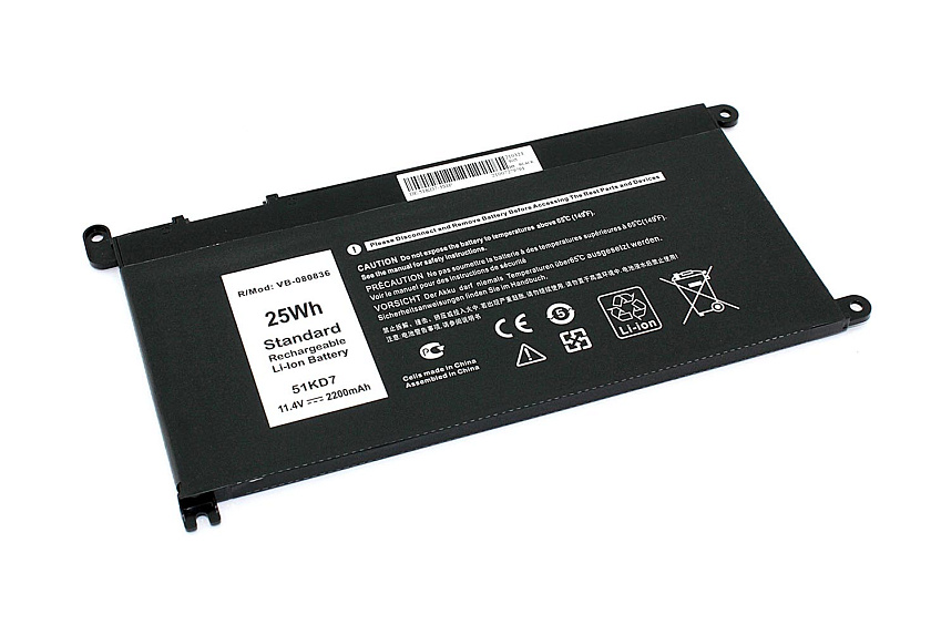 Аккумуляторная батарея для ноутбука Dell 3180 3189 (51KD7) 11.4V 2200mAh OEM