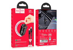 Автомобильная зарядка HOCO NZ2 Link, кабель Lightning, QC3.0, один порт USB, один порт Type-C,черный