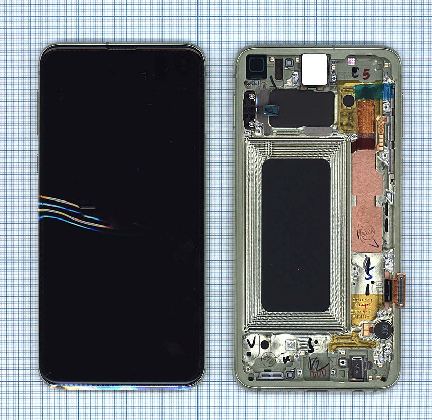 Дисплей для Samsung Galaxy S10e SM-G970F/DS желтый с рамкой