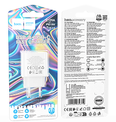 Блок питания (сетевой адаптер) HOCO C109A PD20W+QC3.0 charger, белый