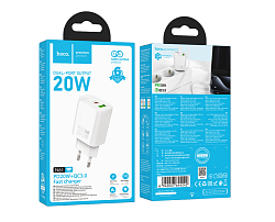 Блок питания (сетевой адаптер) HOCO N61 Gentle PD20W+QC3.0 charger, белый