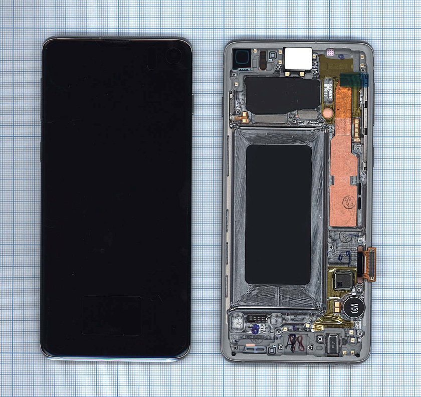 Дисплей для Samsung Galaxy S10 SM-G973F/DS белый с рамкой