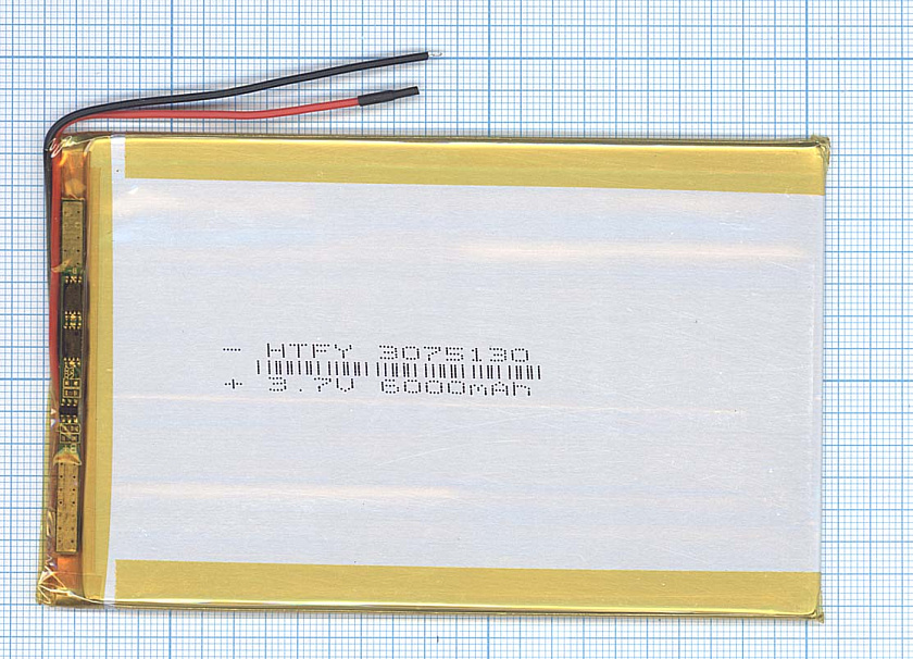 Аккумулятор Li-Pol (батарея) 3*75*130мм 2pin 3.7V/6000mAh