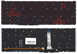 Клавиатура для ноутбука Acer Nitro5 AN515-55 черная с подсветкой (узкий шлейф)