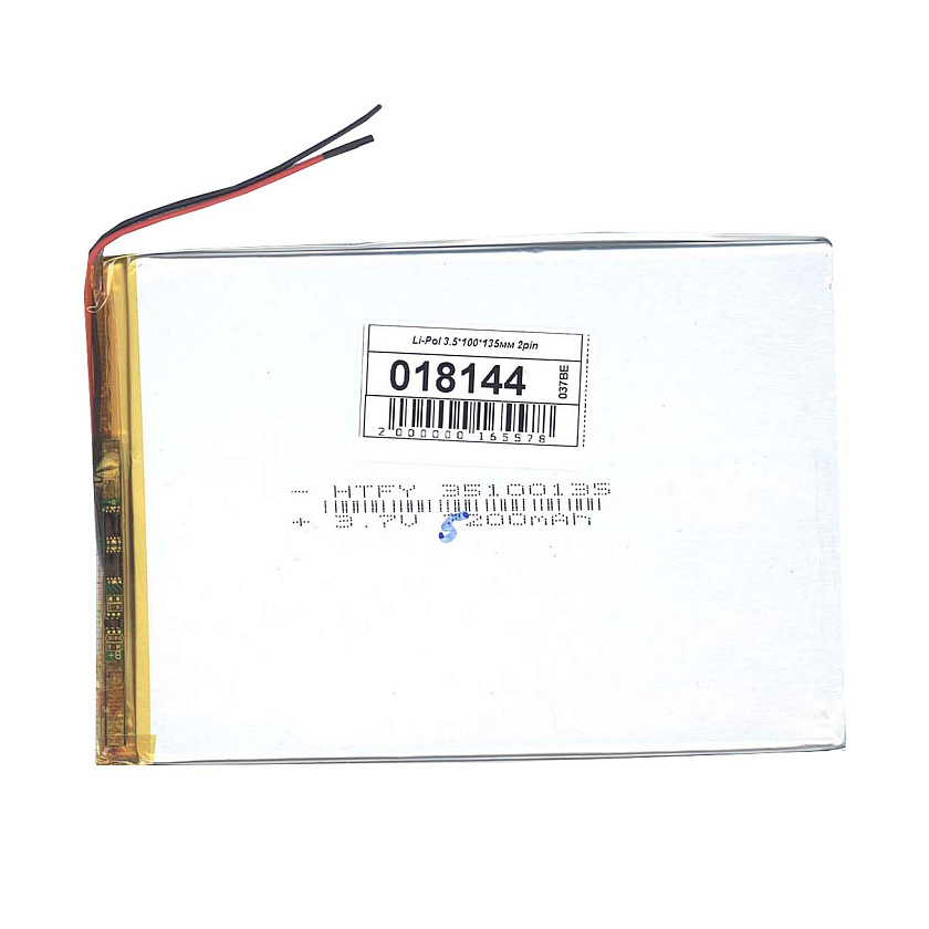 Аккумулятор Li-Pol (батарея) 3.5*100*135мм 2pin 3.7V/5200mAh