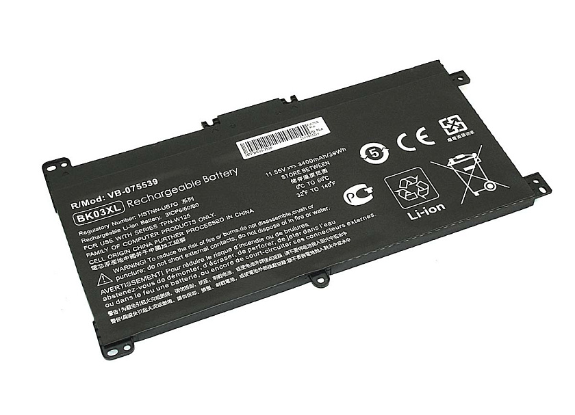 Аккумуляторная батарея для ноутбука HP Pavilion X360 (BK03-3S1P) 11.55V 3400mAh OEM черная