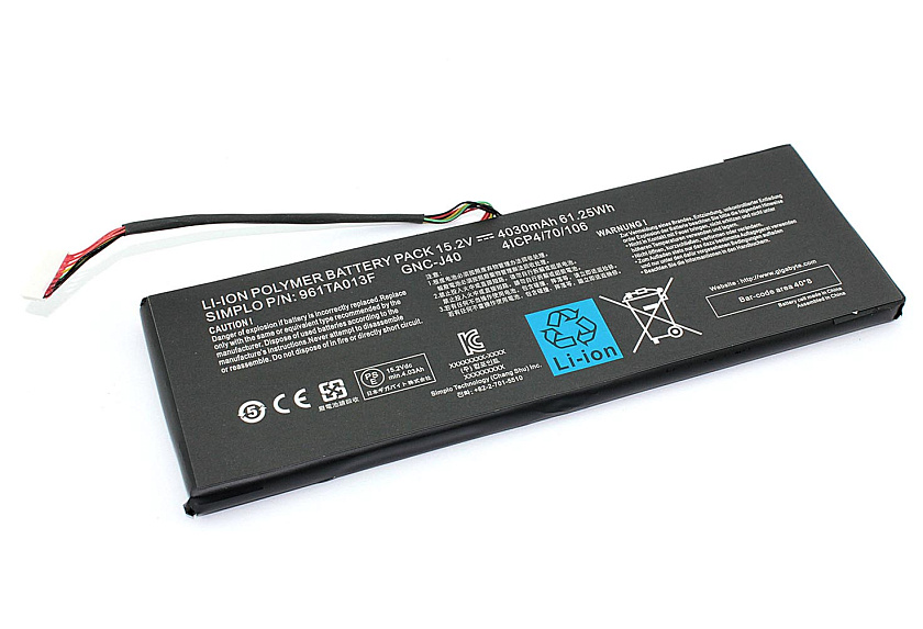 Аккумуляторная батарея для ноутбука Gigabyte P34G v2-3 (GNC-J40) 15.2V 4030mAh