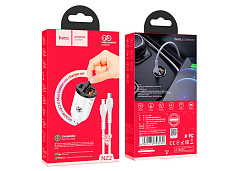 Автомобильная зарядка HOCO NZ2 Link, кабель Lightning, QC3.0, один порт USB, один порт Type-C,белый
