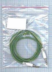 Аудио кабель Jack 3.5 - Jack 3.5, 1м (круглый кабель) зеленый