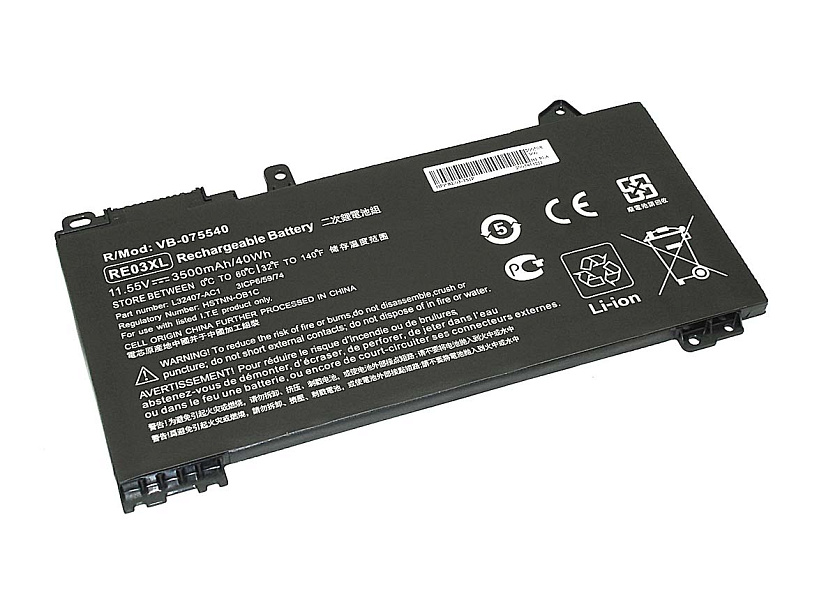 Аккумуляторная батарея для ноутбука HP ProBook 430 G6 (RE03-3S1P) 11.55V 3500mAh OEM черная