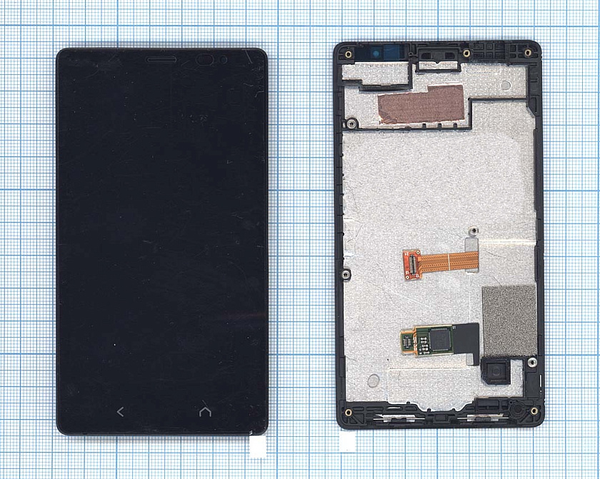 Дисплей для Nokia X2 черный c рамкой