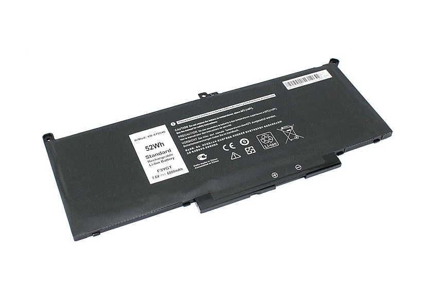Аккумуляторная батарея для ноутбука Dell Latitude 12 7000 (F3YGT-2S2P) 7.6V 6800mAh OEM черная
