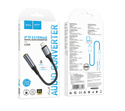Аудио-переходник HOCO LS36A Fresh Lightning to 3.5mm Audio, серый металлик