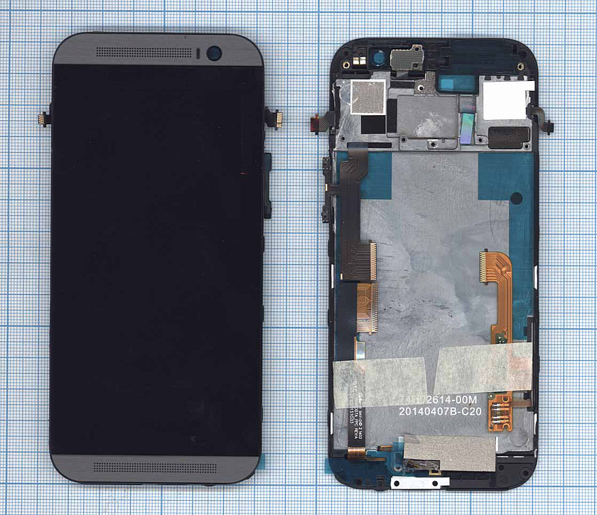 Дисплей для HTC One M8 черный с рамкой