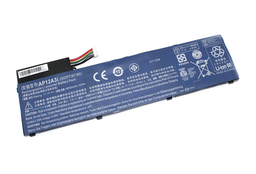 Аккумуляторная батарея для ноутбука Acer Aspire M3 M5 W700 (AP12A3i) 11.1V 4850mAh 54Wh