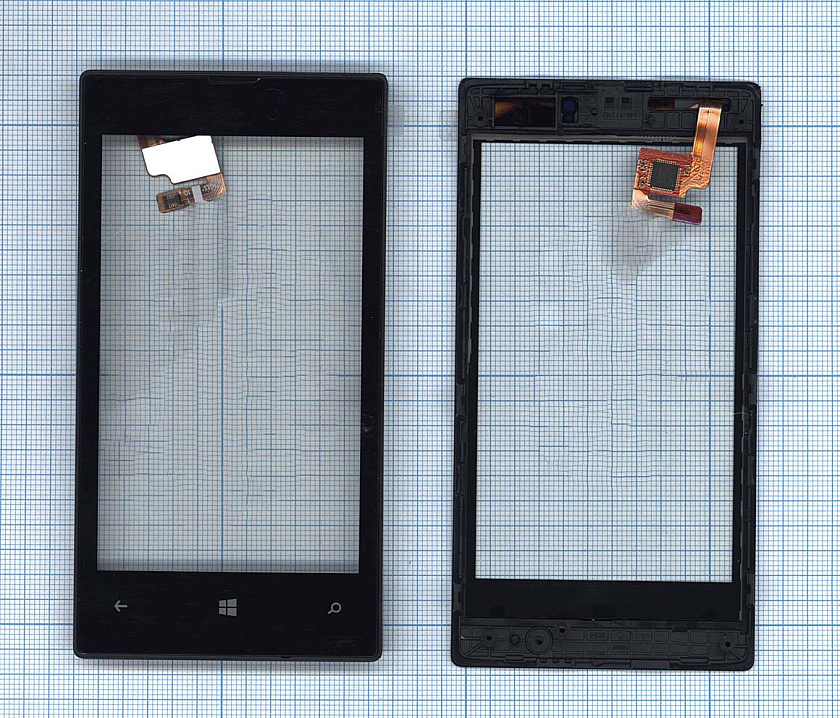 Сенсорное стекло (тачскрин) для Nokia Lumia 520 черное c рамкой