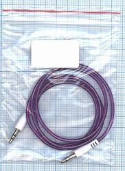 Аудио кабель Jack 3.5 - Jack 3.5, 1м (круглый кабель) фиолетовый