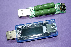 USB-тестер Keweisi KWS-V20 + Нагрузочный резистор (1-2A) с USB-разъемами