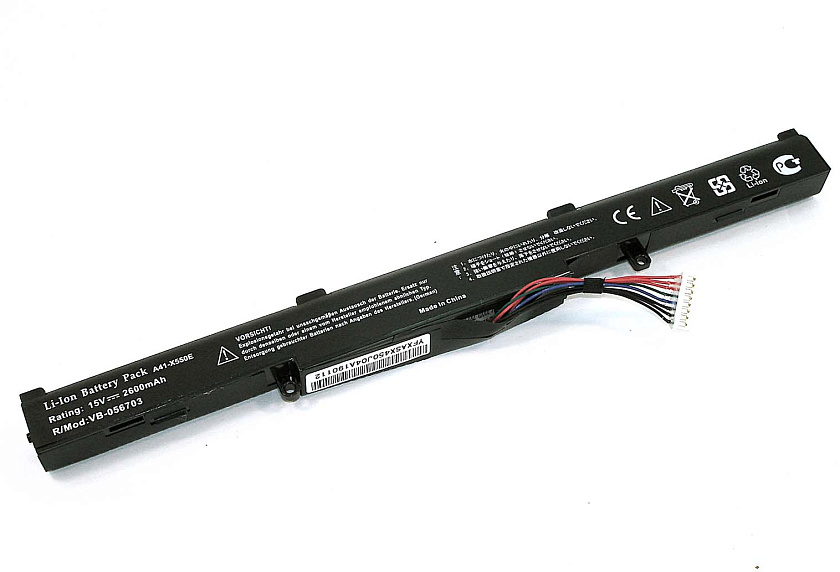 Аккумуляторная батарея для ноутбука Asus X450J (A41-X550E) 14.4V 2600mAh OEM черная