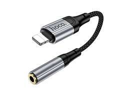 Аудио-переходник HOCO LS36A Fresh Lightning to 3.5mm Audio, серый металлик