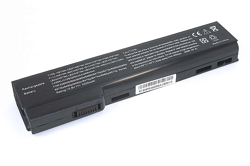 Аккумуляторная батарея для ноутбука HP Compaq 6560b (HSTNN-LB2G) 10.8V 5200mAh OEM черная