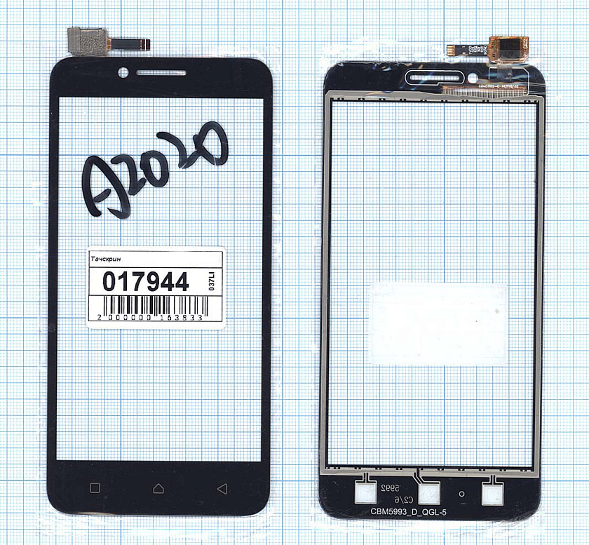 Сенсорное стекло (тачскрин) для Lenovo Vibe C (A2020) черное