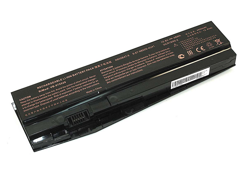 Аккумуляторная батарея для ноутбука Clevo N850HC 10.8V 4400mAh N850-3S2P OEM черная